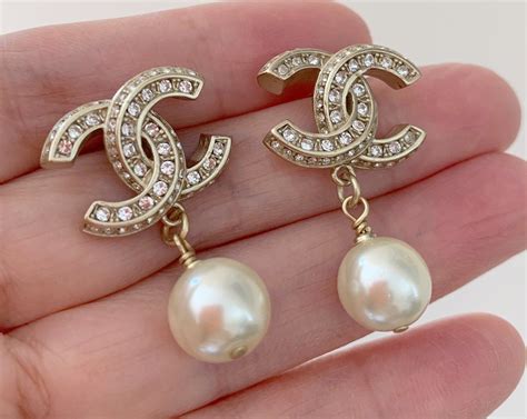 chanel classic cc pearl earrings|chanel vintage earrings pearl.